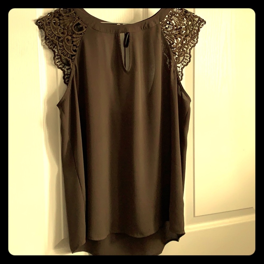 Express Olive Green Lacy Top